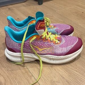 Hoka Vibrant Pink and Blue Athletic Shoes